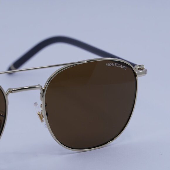Montblanc MB0271S 009 Sunglasses Gold Square Frame, Brown Lenses - Picture 2 of 10